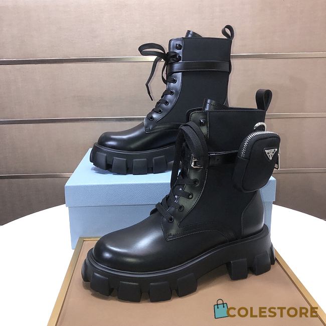 Colestore  Prada Black Monolith Leather And Re-nylon Boots With Pouch  - 1
