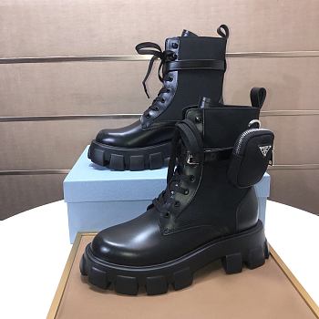 Colestore  Prada Black Monolith Leather And Re-nylon Boots With Pouch 