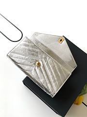Colestore Chanel Chevron Quilted Envelope Flap Bag Metallic Silver, Top Handle 26x10x5cm - 6