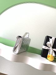 Colestore Chanel Chevron Quilted Envelope Flap Bag Metallic Silver, Top Handle 26x10x5cm - 4