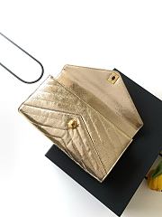 Colestore Chanel Chevron Quilted Envelope Flap Bag Metallic Gold, Top Handle 26x10x5cm - 5