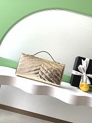 Colestore Chanel Chevron Quilted Envelope Flap Bag Metallic Gold, Top Handle 26x10x5cm - 3