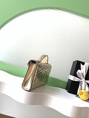Colestore Chanel Chevron Quilted Envelope Flap Bag Metallic Gold, Top Handle 26x10x5cm - 4