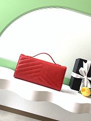 Colestore Chanel Chevron Quilted Envelope Flap Bag Red, Top Handle 26x10x5cm - 5
