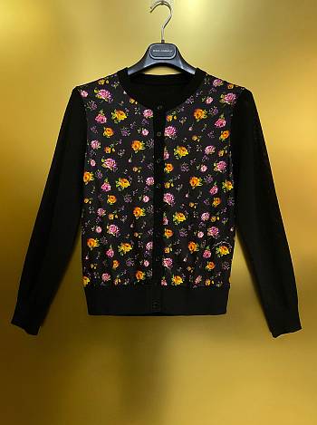 Colestore  Dolce & Gabbana Small Rose Bouquets-print Satin Cardigan in Multicolor
