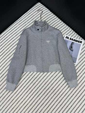 Colestore Prada Triangle Logo Zip-Up Jersey Jacket Grey