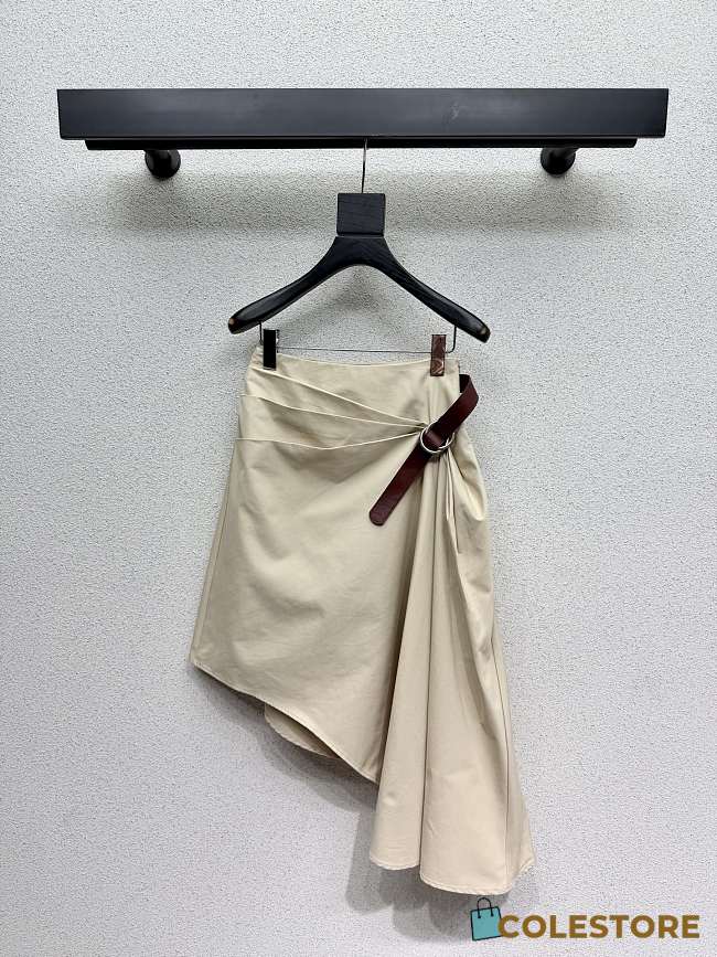 Colestore  Loewe Belted skirt in cotton and silk Beige - 1