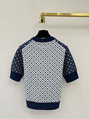 Colestore  Dior Short-Sleeved Sweater Wool Blend Jacquard with Navy Blue - 3