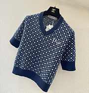 Colestore  Dior Short-Sleeved Sweater Wool Blend Jacquard with Navy Blue - 5