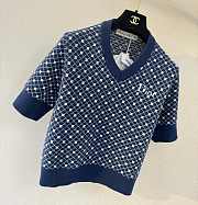 Colestore  Dior Short-Sleeved Sweater Wool Blend Jacquard with Navy Blue - 2