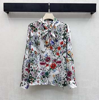 Colestore Gucci Printed Silk Twill Shirt in Multicolor White