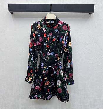 Colestore  Gucci Printed Silk Twill Dress in Multicolor Black