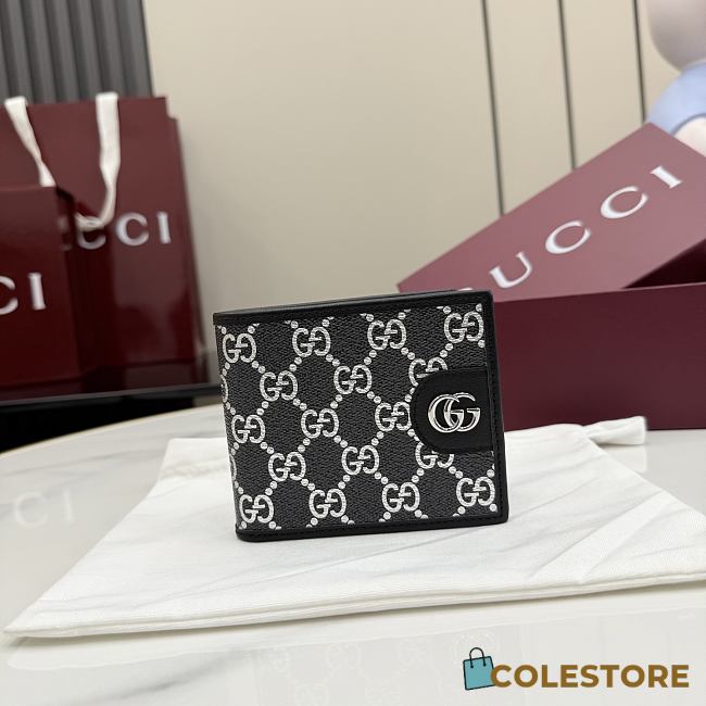 Colestore  Gucci GG bi-fold wallet in black and silver GG fabric  - 1