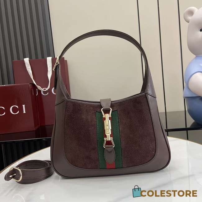 Colestore Gucci Jackie 1961 medium bag in dark brown suede 27.5x19x4cm - 1