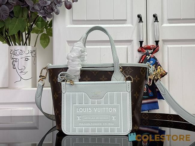 Colestore  Louis Vuitton Neverfull BB Bandouliere Inside Out Leather Monogram Celadon 16.5 x 11 x 26.5cm - 1