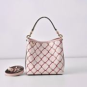 Colestore  Gucci GG Emblem small bucket bag in pink and red GG fabric 19 × 18 × 11 cm - 1