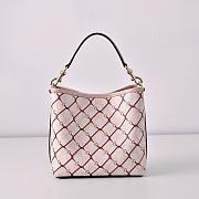 Colestore  Gucci GG Emblem small bucket bag in pink and red GG fabric 19 × 18 × 11 cm - 3