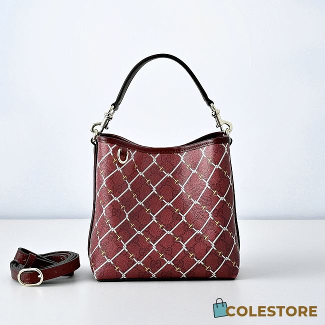 Colestore  Gucci GG Emblem small bucket bag in  red and pink GG fabric 19 × 18 × 11 cm - 1