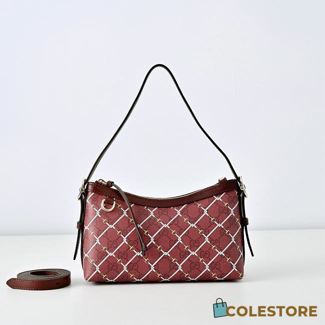 Colestore  Gucci Printed GG small shoulder bag in red and pink GG fabric  22 × 14 × 8 cm  - 1