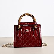 Colestore  GucciDiana crystals small tote bag in Rosso Ancora red velvet 20 × 16 × 10 cm - 1