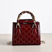 Colestore  GucciDiana crystals small tote bag in Rosso Ancora red velvet 20 × 16 × 10 cm - 5