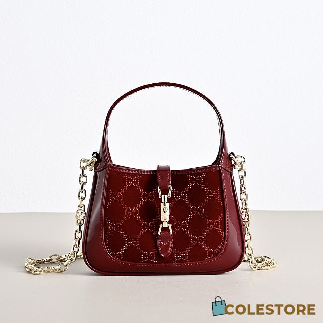 Colestore Gucci Jackie 1961 crystals mini bag in Rosso Ancora red 19 × 13 × 3 cm  - 1