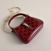 Colestore Gucci Jackie 1961 crystals mini bag in Rosso Ancora red 19 × 13 × 3 cm  - 4
