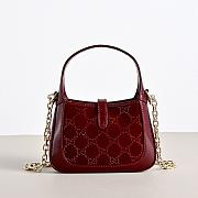 Colestore Gucci Jackie 1961 crystals mini bag in Rosso Ancora red 19 × 13 × 3 cm  - 2