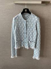 Colestore Chanel Cardigan Cashmere, Cotton & Feather Light Blue, White - 1