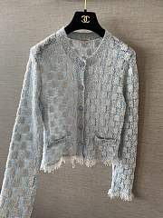 Colestore Chanel Cardigan Cashmere, Cotton & Feather Light Blue, White - 6