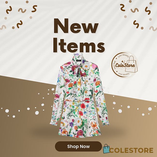 Colestore  Gucci Printed Silk Twill Dress in Multicolor White - 1