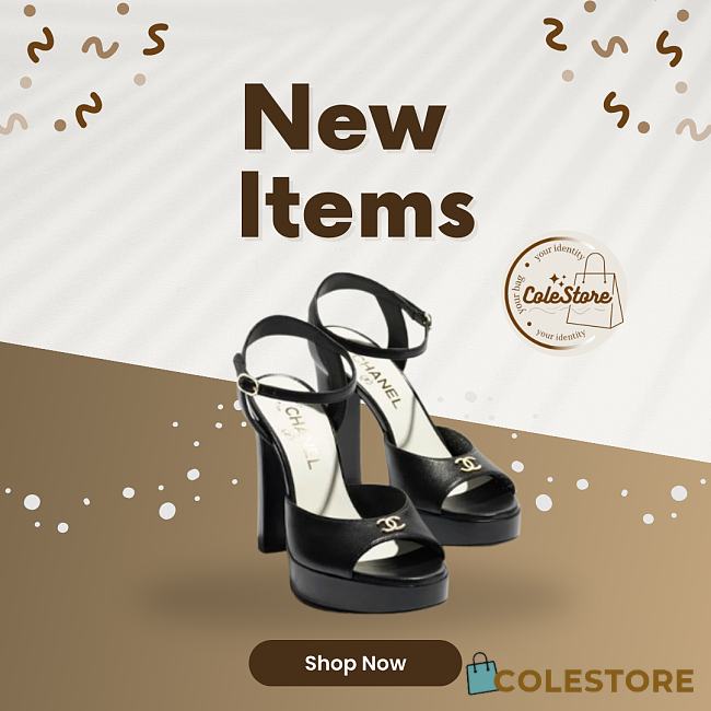 Colestore Chanel Sandals Sheepskin Black - 1