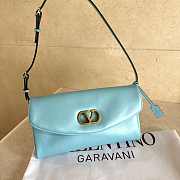 Colestore Valentino Garavani Devain Small Shoulder Bag In Laminated Nappa Leather Azure 23.5x12x3cm - 1