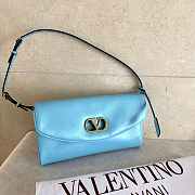 Colestore Valentino Garavani Devain Small Shoulder Bag In Laminated Nappa Leather Azure 23.5x12x3cm - 5