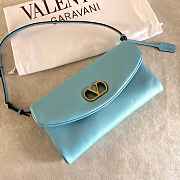 Colestore Valentino Garavani Devain Small Shoulder Bag In Laminated Nappa Leather Azure 23.5x12x3cm - 2