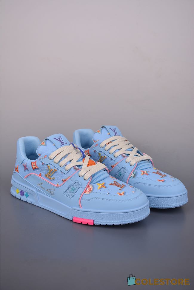 	 Colestore Louis Vuitton Men LV Trainer Sneaker Blue Mix of materials - 1