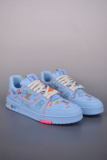 	 Colestore Louis Vuitton Men LV Trainer Sneaker Blue Mix of materials