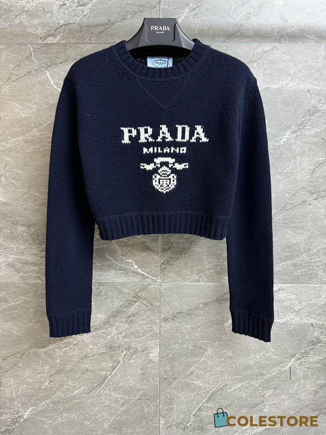 Colestore  Prada Navy Wool And Cashmere Crew-neck Sweater - 1