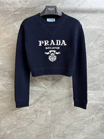 Colestore  Prada Navy Wool And Cashmere Crew-neck Sweater