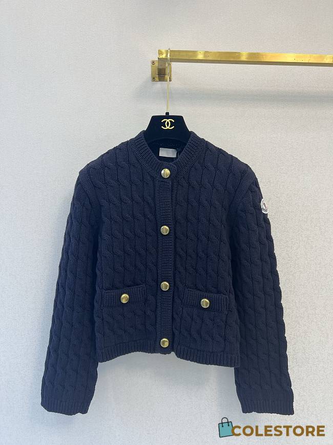 Colestore  Moncler Navy Blue Cotton Blend Cardigan - 1