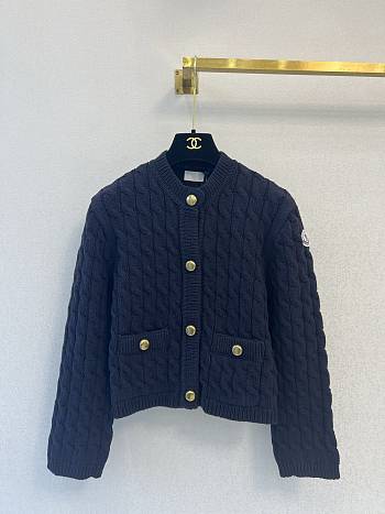 Colestore  Moncler Navy Blue Cotton Blend Cardigan