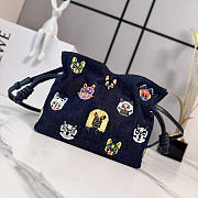Colestore  Loewe Cats Small Flamenco Clutch in Embroidered Denim Blue 23x18x9cm  - 1