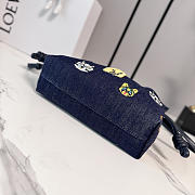 Colestore  Loewe Cats Small Flamenco Clutch in Embroidered Denim Blue 23x18x9cm  - 5