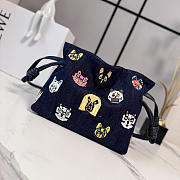 Colestore  Loewe Cats Small Flamenco Clutch in Embroidered Denim Blue 23x18x9cm  - 4
