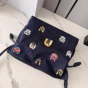 Colestore  Loewe Cats Medium Flamenco Clutch in Embroidered Denim Blue 30x24.5x10.5cm  - 6