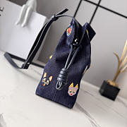 Colestore  Loewe Cats Medium Flamenco Clutch in Embroidered Denim Blue 30x24.5x10.5cm  - 5