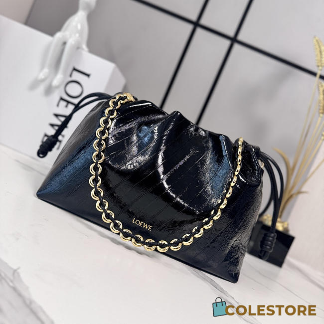 Colestore  Loewe Medium Flamenco Purse in Hagfish Black 30x10.5x20cm - 1