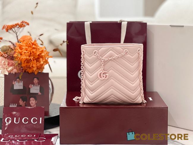 Colestore  Gucci GG Marmont Nano Bucket bag in Pink leather 16x17x6.5cm - 1