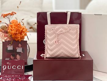 Colestore  Gucci GG Marmont Nano Bucket bag in Pink leather 16x17x6.5cm