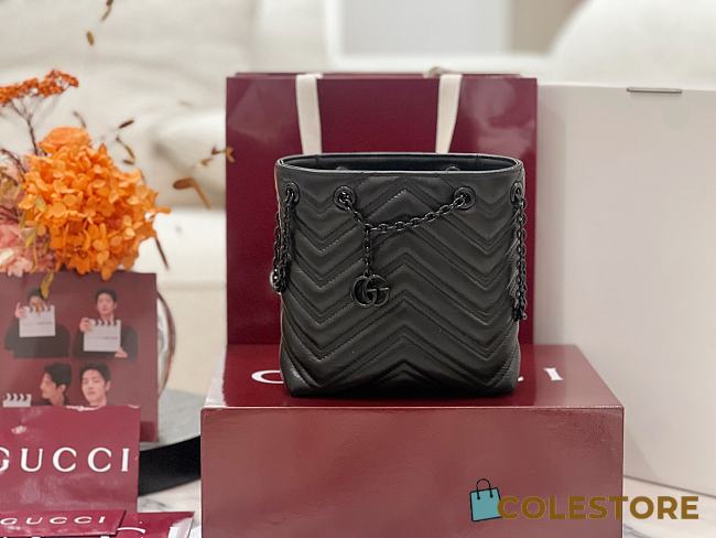 Colestore  Gucci GG Marmont Nano Bucket bag in Black leather 16x17x6.5cm - 1
